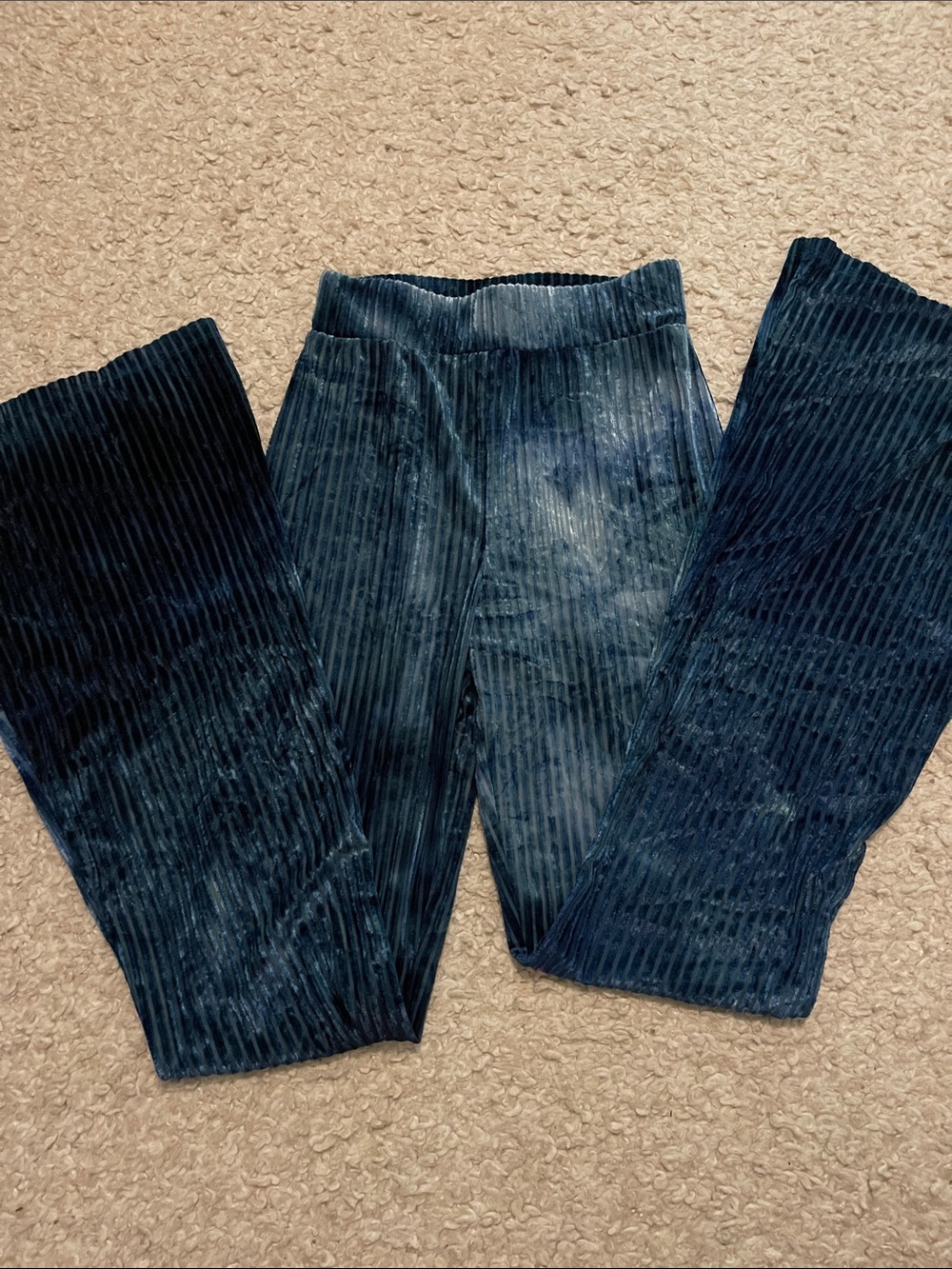 Velvet Ribbed Wide-Leg Pants in Deep Teal